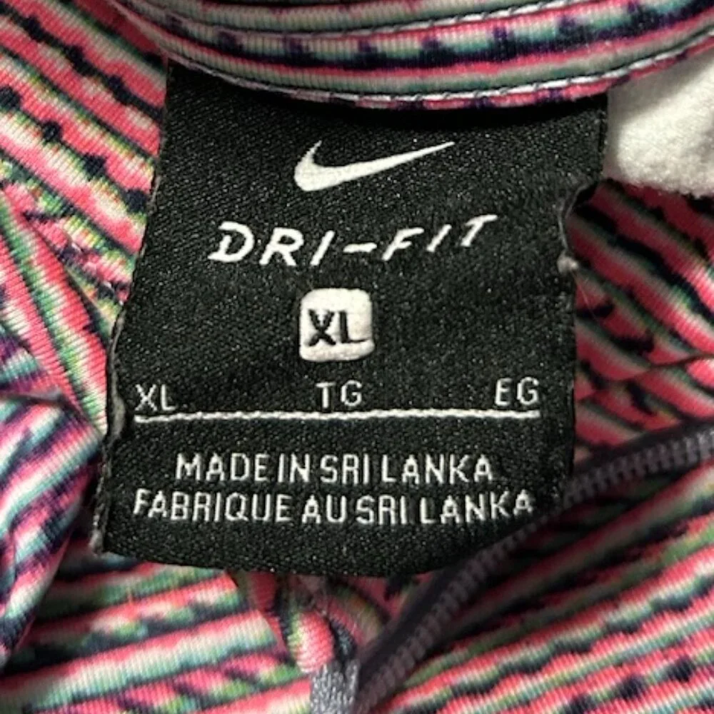 Nike‎ Women's DRI-FIT Pink/Purple Striped 1/2 Zip Pullover Size XL